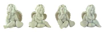 4er Set Goldige Engel mit Herz ca. 5 cm - Dekoration